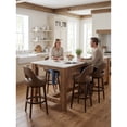 thumbnail image 4 of Guyou 30" Swivel Bar Stools Set of 2, Faux Leather Upholstered Barstools with Curved Back and Round Footrest, Modern Wooden Tall Kitchen Bar Chairs for Home Bar Pub Cafe, Brown, 4 of 12