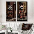 thumbnail image 1 of Designart "Happy Tanuki in Terracotta Tone I" Animals Raccoon Framed Wall Art Set Of 2 - Children's Art Brown Frame Gallery Set For Office Decor, 1 of 6