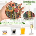 thumbnail image 2 of Yayeee 6 PCS Drink Coasters with Holder Set Woven Absorbent Round Tabletop Hot Pad, Red Colorful Flowers With Dots, 2 of 7