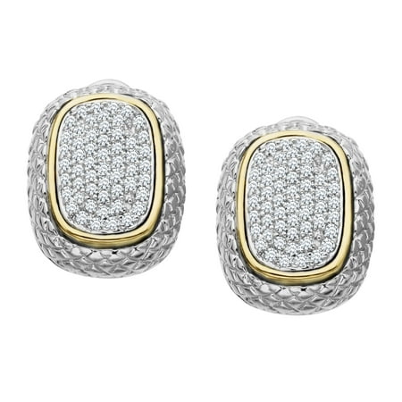 Duet 1/2 ct Diamond Stud Earrings in Sterling Silver & 14kt Gold