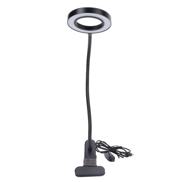 Lámpara de lectura de escritorio USB, 3 temperaturas de color, 10 velocidades, lámpara de luz LED para tatuajes con lupa, color negro