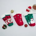 thumbnail image 3 of American Trends Toddler Kids Fuzzy Christmas Socks Baby Winter Slipper Socks Non Skid Socks for Girl Boy Baby Christmas Socks Fluffy Socks 3 Packs(Green Santa Claus & Red Deer & Red Gift) S, 3 of 5