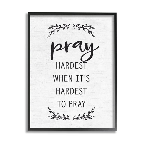 Stupell Industries Spiritual Prayer Uplifting Religious Quote Rustic Botanicals Graphic Art Black Framed Art Print Wall Art, Design by Lettered and Lined