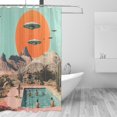 thumbnail image 2 of Yayeee Shower Curtain with Hooks 72"x72" Waterproof Fabric Bathroom Hanging Decor, Retro UFO, 2 of 5