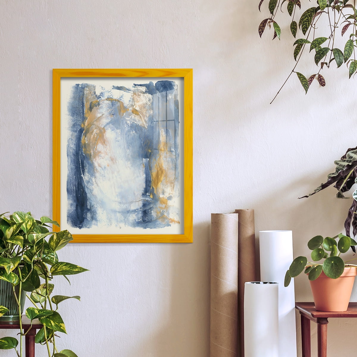 Circles & Dream I - Framed Print w/glass - Sunflower Yellow