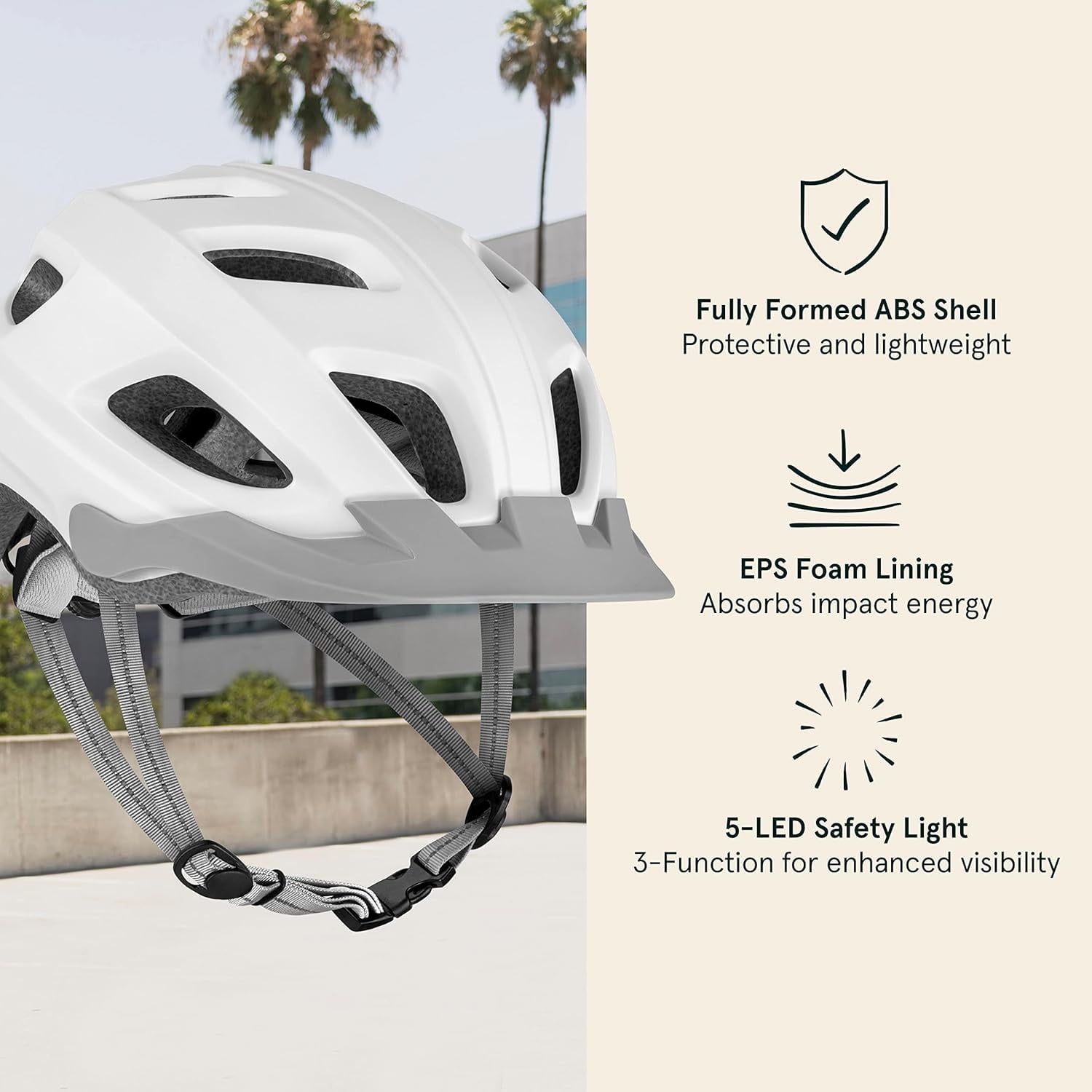Adult Bike Helmet with LED Safety Light Adjustable Dial & Removable Visor - Adjustable Bicycle Cycling Helmet for Men & Women
