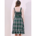 thumbnail image 3 of DARING DIVA Women's Ruffled Sleeveless Tie Waist A Line Plaid Dress S Green, 3 of 5
