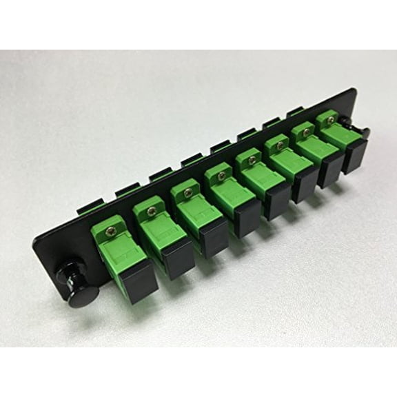 RiteAV LGX Footprint SC Adapter Panel, 8 Ports, Loaded w/8 SC Simplex Singlemode APC Adapters, Black