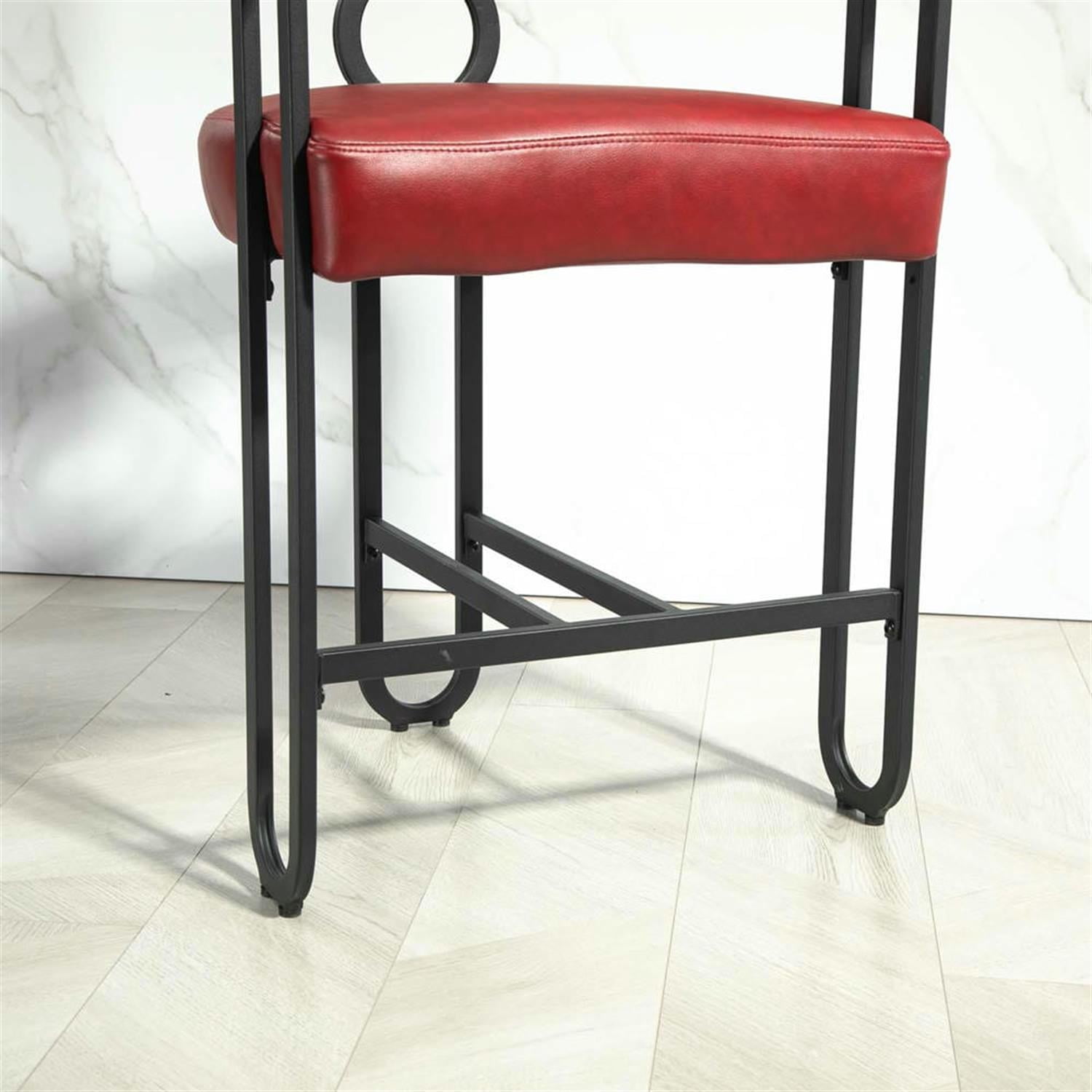 Demi Bonn 34" Counter Height Bar Stools Set of 2, Upholstered Barstools with Back, Kitchen Island Countertop Chairs for Dining Room, Red