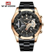 VAVA VOOM Multifunctional Luminous Sports Watch Fashion Top Stainless Steel Strap Calendar High Quality Quartz Elite For Men Wrist Watches
