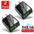 thumbnail image 1 of 3 Port Fast Quick Charge QC 3.0 USB Hub Wall Charger + LED Digital Display(2 PACK), 1 of 9