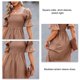 thumbnail image 4 of Vestido De Cuello Cuadrado, Manga Corta Elástica, Mangas Farol, Vestido Plisado A La Moda Para Vacaciones Para Fiestas., 4 of 5