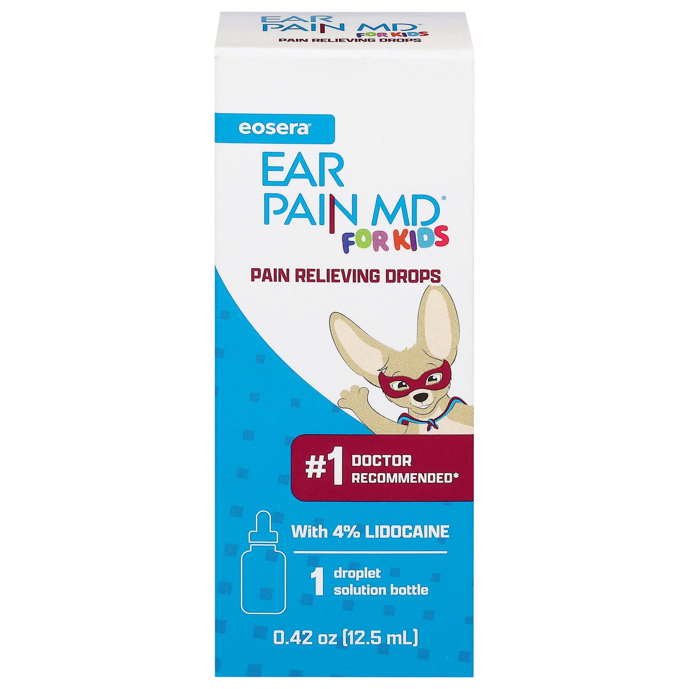 (2 pack) Eosera Ear Pain MD for Kids Relief Drops with 4% Lidocaine 12.5mL
