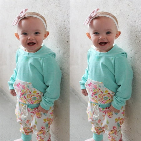 

2PCS Newborn Baby Kid Boy Girl Clothes Hooded Tops Pants Outfits Sets Tracksuit