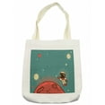 thumbnail image 1 of Space Tote Bag, Cosmic Background with Doodle Cosmonaut Floating Planetary Landscape, Cloth Linen Reusable Bag for Shopping Books Beach and More, 16.5" X 14", Cream, by Ambesonne, 1 of 2