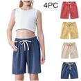 thumbnail image 2 of ZACPNCV 4PC Bermuda Shorts for Girls Knee Length Summer Casual Lightweight Breathable Comfy Linen Long Shorts for Teens Kids Yellow 7-8 Years, 2 of 9
