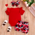 thumbnail image 4 of Zanarzt Baby Girl Shorts Sets Newborn Baby Girl Clothes Infant Ruffles Romper Shorts Set Summer Outfits Cute Baby Clothes Girl Red,12-18 Months, 4 of 4