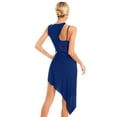 thumbnail image 2 of TSSOE Womens Latin Salsa Dance Dress Sheer Mesh Patchwork Sleeveless Asymmetrical Hem Dress Dancewear Navy Blue L, 2 of 7