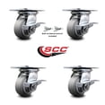 thumbnail image 2 of 4 Inch Thermoplastic Caster Set with Roller Bearing 4 Brake and 2 Swivel Lock, 2 of 2