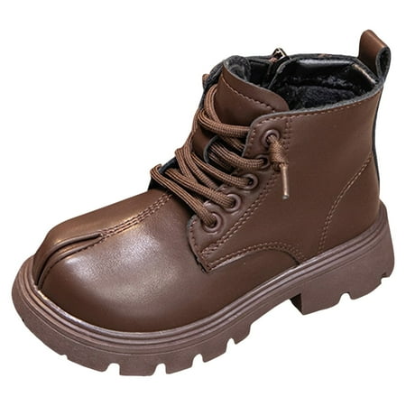 Kureaily Women Shoes Comfortable Thick Sole Plus Velvet Warm Short Boots Fashionable Outdoor Princess Warm Boots 10-10.5 Years
