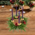 thumbnail image 2 of EWASWON Christmas "Advent Christmas Candlestick Wreath, Green with Red Accents, Indoor Table Centerpiece Holiday Party Decoration", 2 of 6