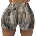 thumbnail image 2 of Gukieu Wooden Texture Print Women's Sports Shorts, Elastic Waist High Stretch Running Yoga Gym Sweatpants-X-Large, 2 of 8