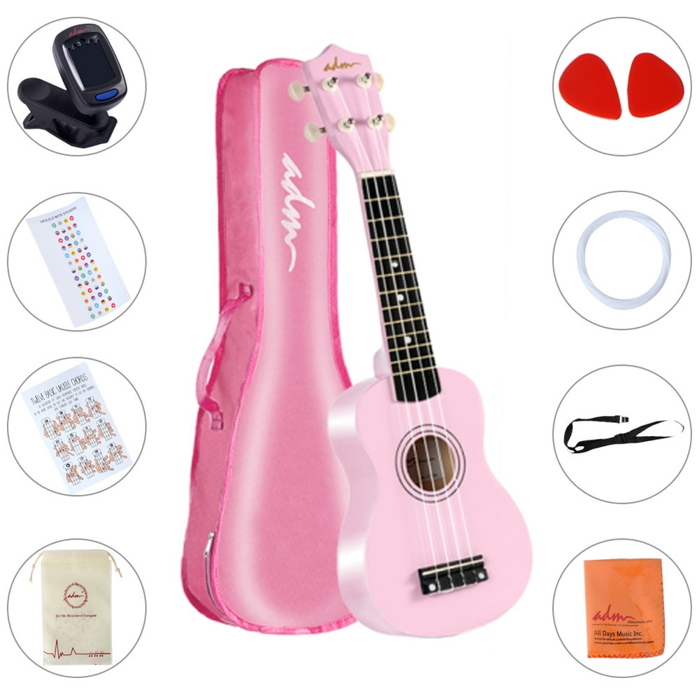 ADM 21 Inch Beginner Soprano Ukulele for Kids with Uke Gig Bag and