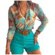 thumbnail image 3 of Puntoco Conjunto de dos piezas para mujer, tops estampados de manga larga con cuello en V, traje informal corto sólido, liquidación Puntoco Puntoco-798, 3 of 6