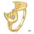 thumbnail image 3 of Love Hand Sign Rings For Women - Novelty Heart Shape Retro Alloy Rings Jewelry Accessory Gifts Gold, (size:10), 3 of 5