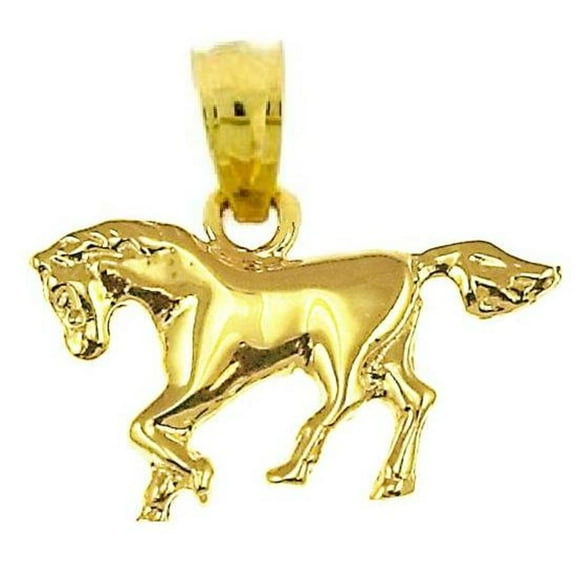 14k Yellow Gold Horse Pendant/Charm, Made in USA