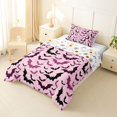 thumbnail image 2 of Feelyou Spooky Pink Bat Twin Comforter Sets, Happy Halloween Animal Bedding Set, Halloween Reversible, 2-Piece, 1 Comforter and 2 Pillowcases, 2 of 7