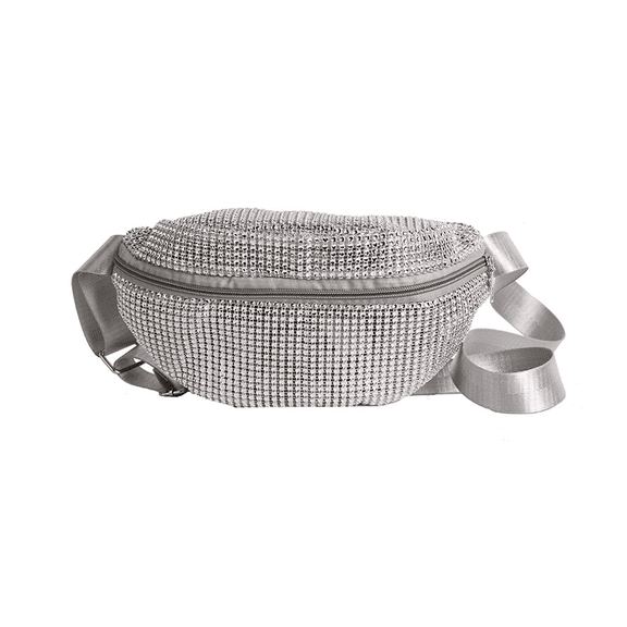 Stylish Women Waist Pack Rhinestones Accent Chest Bag Shoulder Bags Casual Crossbody Purse Zippered Pouches For Essential