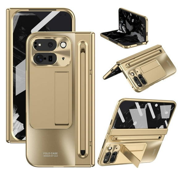 for Google Pixel 9 Pro 10 Pro Fold Case with Pen & Pen Slot,Stand Hinge Protection Anti-Fingerprint Screen Protector Case