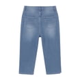 thumbnail image 5 of XIAONU Solid Denim Capri Pants for Women Button Detail Side Pockets Pants, 5 of 5