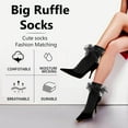 thumbnail image 2 of G&Y Big Ruffle Ankle Socks for Women, Double Lace Frilly Fold Cuff Socks, 3Pairs, Set D, 2 of 6