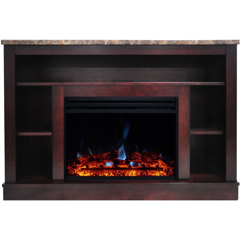 Cambridge Seville 47'' Freestanding Electric Fireplace with Remote|  Multi-Color Flame| Log Insert | Mahogany Mantel | For Rooms up to 210  Sq.Ft. | Adjustable Heat Settings | Timer - Walmart.com