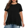 thumbnail image 3 of Cueply Plus Size Tops for Women Summer Casual Womens Short Sleeve Crew Neck Lace Shirts Tunic Blouses, 3 of 6