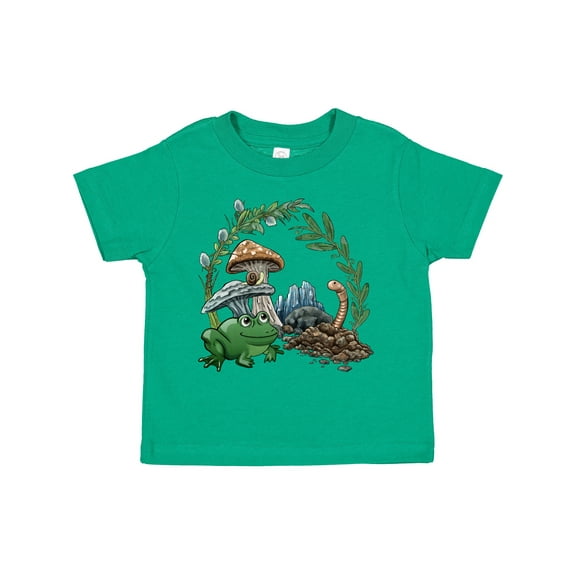 Inktastic Frog, Worm, Mushrooms Nature Scene Boys or Girls Toddler T-Shirt