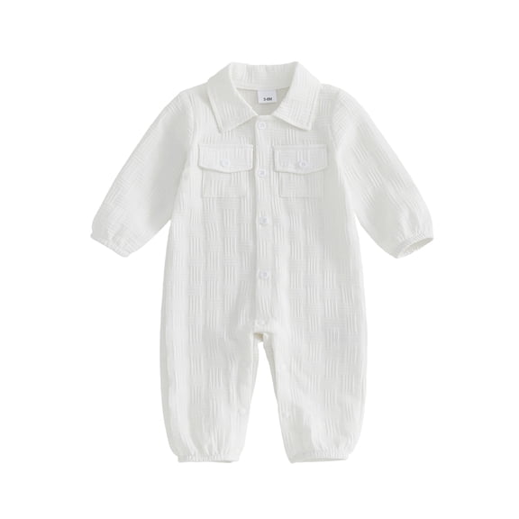 RUINIXCW Baby Boys Jumpsuit, Long Sleeve Button-down Solid Casual Autumn Newborn Romper Clothes