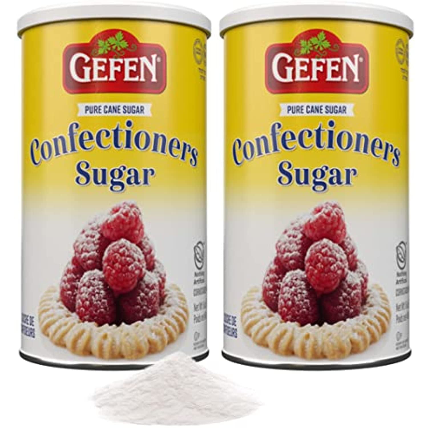 Gefen Confectioners Sugar, 16Oz In Resealable Container, 10X Powdered Sugar (2 Pack, Total Of 2 Lbs), Corn Free, Gluten Free, Premium Confection Sugar