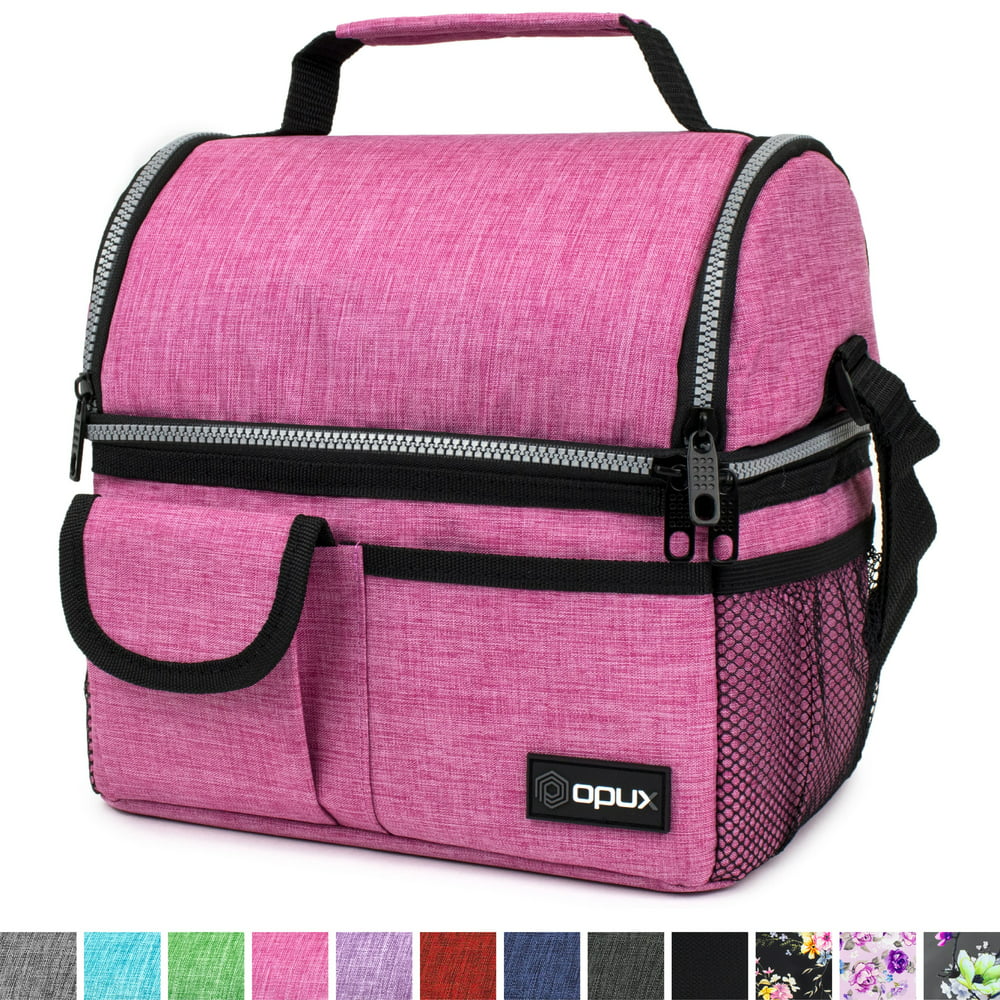 OPUX Insulated Dual Compartment Lunch Bag for Women | Double Deck ...