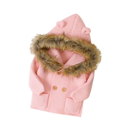 

RPVATI Toddler Baby Child Children Kids Hooded Ears Long Sleeve Coat Faux Fur Button Up Clothes Warm Winter Jacket 1Y-6Y