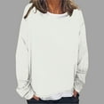 thumbnail image 3 of Scyoekwg Women's Sweatshirts Solid Color Round Neck Long Sleeve Tops Casual Tunic Sweatshirts For Women Loose Pullover Tops (White,XL), 3 of 5