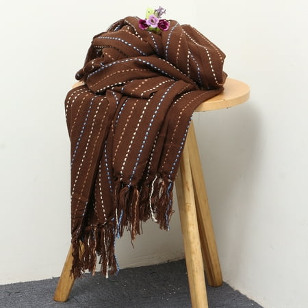 Waffle Knit Blanket Throw Blanket Textured Solid Soft Sofa Couch Decorative Knitted Blanket Fringe Waffle Pattern 51