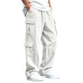 thumbnail image 2 of Teen Boys Cargo Pants Relaxed Fit Lightweight Casual Trousers with Multi Flap Pockets Elastic Waist Baggy Tactical Pants for Hiking Work Outdoor Streetwear Straight Leg, 2 of 9