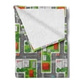 thumbnail image 2 of City Soft Flannel Fleece Throw Blanket, Birds Eye View Map of the Abstract Town Streets Roads Houses and Cars Cartoon Print, Cozy Plush for Indoor and Outdoor Use, 50" x 70", Multicolor, by Ambesonne, 2 of 5