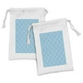 thumbnail image 1 of Plaid Fabric Pouch Set of 2, Diagonal Order Squared Check Classic British Style, Small Drawstring Bag for Toiletries Masks and Favors, 9" x 6", Sky Blue Blue, by Ambesonne, 1 of 2