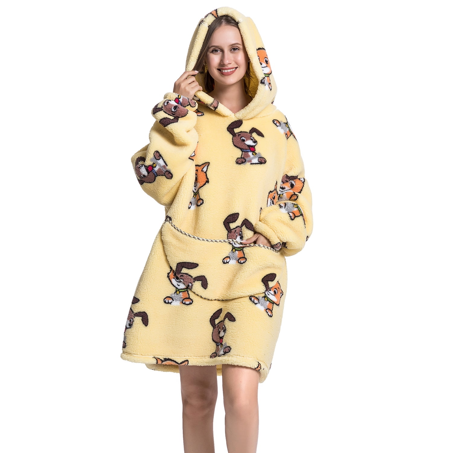 Msrlassn Hoodie Blanket for Women Adults Wearable Hooded Sweatshirt Pullover, Wearable Blanket Hoodie Super Soft Warm Cosy Sweatshirt with Big Pocket
