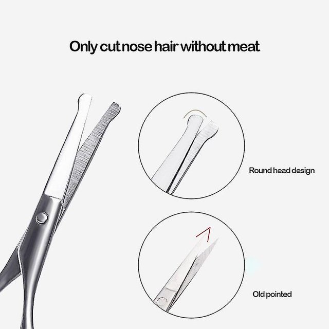 Cortadora de pelo de nariz y oreja, recortadora de cejas de cabeza redonda curvada, recortadora Manual de tijeras para depilación de barba LingWen 8390612778940
