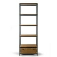 thumbnail image 2 of Amy Brown Pine Wood Display Shelf Etagere Metal Frame Bookcase with Drawer, 2 of 5